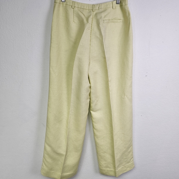 Emma & James Trousers/Pants Linen Blend Chartreuse Wide Leg Sz 12P Coastal - Picture 5 of 12